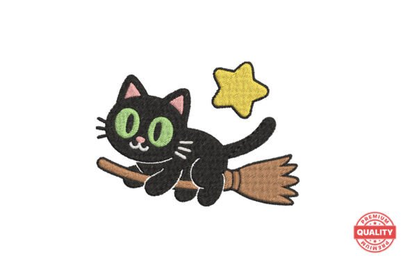 Review: Black Cat on Broom Embroidery Design for Boutique Apparel